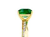 Yellow gold Cushion Cut Emerald Engagement Ring with Side Stone Accents and Four-Prong Setting_89