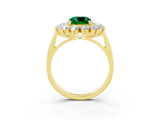 Yellow gold Cushion Cut Emerald Floral Double Halo Engagement Ring with Prong Setting_75
