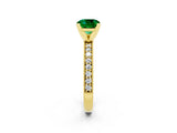 Yellow gold Cushion Cut Emerald Milgrain Pavé Engagement Ring with Four-Prong Setting_14