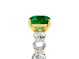 Yellow gold Cushion Cut Emerald Prong Setting with Side Stones on a Pave Band_5