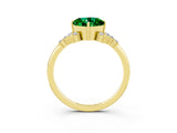 Yellow gold Cushion Cut Emerald Ring with Side Stones and Four-Prong Setting_39