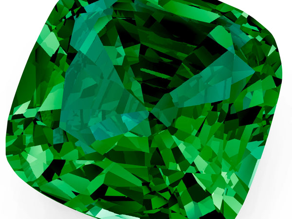 Yellow gold Cushion Cut Emerald Scattered Round Accent Ring with Prong Setting