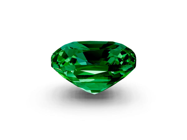 Yellow gold Cushion Cut Emerald Scattered Round Accent Ring with Prong Setting