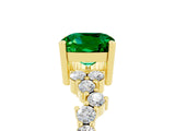 Yellow gold Cushion Cut Emerald Scattered Round Accent Ring with Prong Setting_29