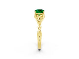 Yellow gold Cushion Cut Emerald Solitaire Celtic Knot Ring with Four-Prong Setting_14