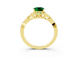 Yellow gold Cushion Cut Emerald Solitaire Celtic Knot Ring with Four-Prong Setting_15