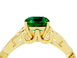 Yellow gold Cushion Cut Emerald Solitaire Celtic Knot Ring with Four-Prong Setting_16