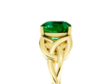 Yellow gold Cushion Cut Emerald Solitaire Celtic Knot Ring with Four-Prong Setting_17