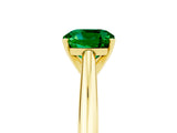 Yellow gold Cushion Cut Emerald Solitaire Engagement Ring with Cathedral Setting and Four-Prong Mount_71