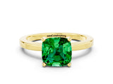 Yellow gold Cushion Cut Emerald Solitaire Engagement Ring with Classic Band and Four-Prong Setting_24