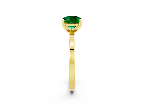 Yellow gold Cushion Cut Emerald Solitaire Engagement Ring with Classic Band and Four-Prong Setting_26