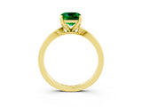 Yellow gold Cushion Cut Emerald Solitaire Engagement Ring with Classic Band and Four-Prong Setting_27
