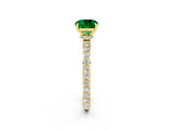 Yellow gold Cushion Cut Emerald Solitaire Engagement Ring with Pavé Band and Four-Prong Setting_2