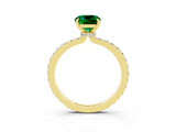 Yellow gold Cushion Cut Emerald Solitaire Engagement Ring with Pavé Band and Four-Prong Setting_3