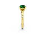 Yellow gold Cushion Cut Emerald Solitaire Engagement Ring with Round Band and Four-Prong Setting_2