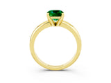 Yellow gold Cushion Cut Emerald Solitaire Engagement Ring with Round Band and Four-Prong Setting_3