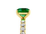 Yellow gold Cushion Cut Emerald Solitaire Pavé Band with Four-Prong Setting_5