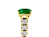 Yellow gold Cushion Cut Emerald Solitaire Ring with Cathedral Setting and Pavé Band_5