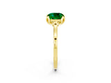 Yellow gold Cushion Cut Emerald Solitaire Ring with Flower Prong Setting and Classic Band_14