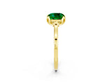 Yellow gold Cushion Cut Emerald Solitaire Ring with Flower Prong Setting and Classic Band_38