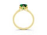 Yellow gold Cushion Cut Emerald Solitaire Ring with Flower Prong Setting and Classic Band_39