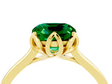 Yellow gold Cushion Cut Emerald Solitaire Ring with Flower Prong Setting and Classic Band_40
