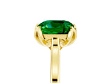 Yellow gold Cushion Cut Emerald Solitaire Ring with Flower Prong Setting and Classic Band_41