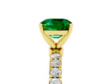 Yellow gold Cushion Cut Emerald Solitaire Ring with Pavé Accents and Four-Prong Setting_5