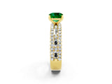 Yellow gold Cushion Cut Emerald Solitaire Ring with Pavé and Channel Set Band_2