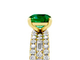 Yellow gold Cushion Cut Emerald Solitaire Ring with Pavé and Channel Set Band_5