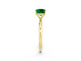 Yellow gold Cushion Cut Emerald Solitaire Ring with Thin Band and Four-Prong Setting_2