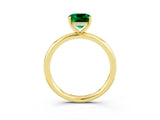 Yellow gold Cushion Cut Emerald Solitaire Ring with Thin Band and Four-Prong Setting_3