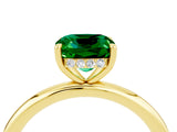 Yellow gold Cushion Cut Emerald Solitaire Ring with Thin Band and Four-Prong Setting_4