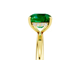 Yellow gold Cushion Cut Emerald Solitaire Ring with Thin Band and Four-Prong Setting_5