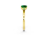 Yellow gold Cushion Cut Emerald Solitaire Ring with Thin Band and Prong Setting_14