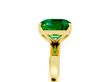Yellow gold Cushion Cut Emerald Solitaire Ring with Thin Band and Prong Setting_17