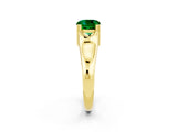Yellow gold Cushion Cut Emerald Solitaire Ring with Wide Band and Prong Setting_2
