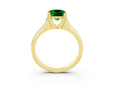 Yellow gold Cushion Cut Emerald Solitaire Ring with Wide Band and Prong Setting_3