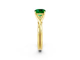 Yellow gold Cushion Cut Emerald Solitaire Twist Band Prong Setting Ring_84