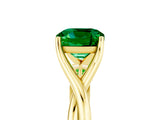 Yellow gold Cushion Cut Emerald Solitaire Twist Band Prong Setting Ring_87