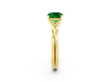 Yellow gold Cushion Cut Emerald Solitaire Twist Band Prong Setting Ring_96