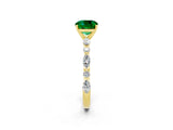 Yellow gold Cushion Cut Emerald Solitaire with Side Stones on a Pavé Band and Four-Prong Setting_2