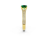 Yellow gold Cushion Cut Emerald Split Shank Engagement Ring with Pavé Band_2