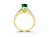 Yellow gold Cushion Cut Emerald Split Shank Engagement Ring with Pavé Band_3