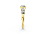 Yellow gold Cushion Cut Five-Stone Prong Set Diamond Ring with Classic Band_45
