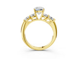 Yellow gold Cushion Cut Five-Stone Prong Set Diamond Ring with Classic Band_46