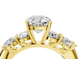 Yellow gold Cushion Cut Five-Stone Prong Set Diamond Ring with Classic Band_47