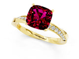Yellow gold Cushion Cut Garnet Engagement Ring with Side Stone Accents and Four-Prong Setting_28