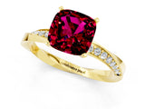 Yellow gold Cushion Cut Garnet Engagement Ring with Side Stone Accents and Four-Prong Setting_85