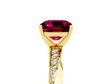 Yellow gold Cushion Cut Garnet Engagement Ring with Side Stone Accents and Four-Prong Setting_89